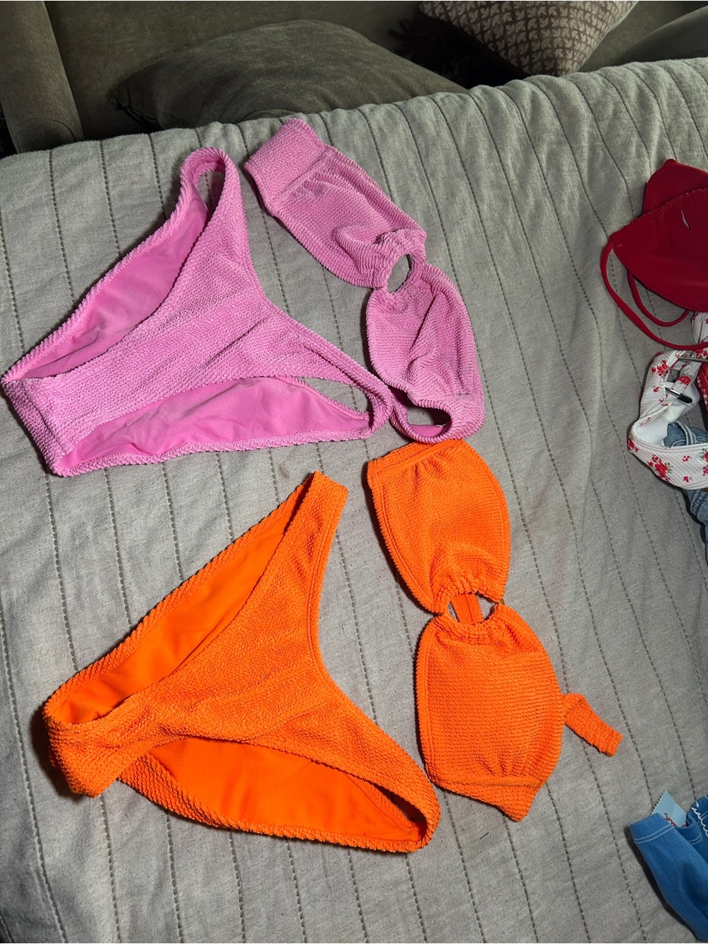 wild fable Pink and Orange Textured Bikini Set